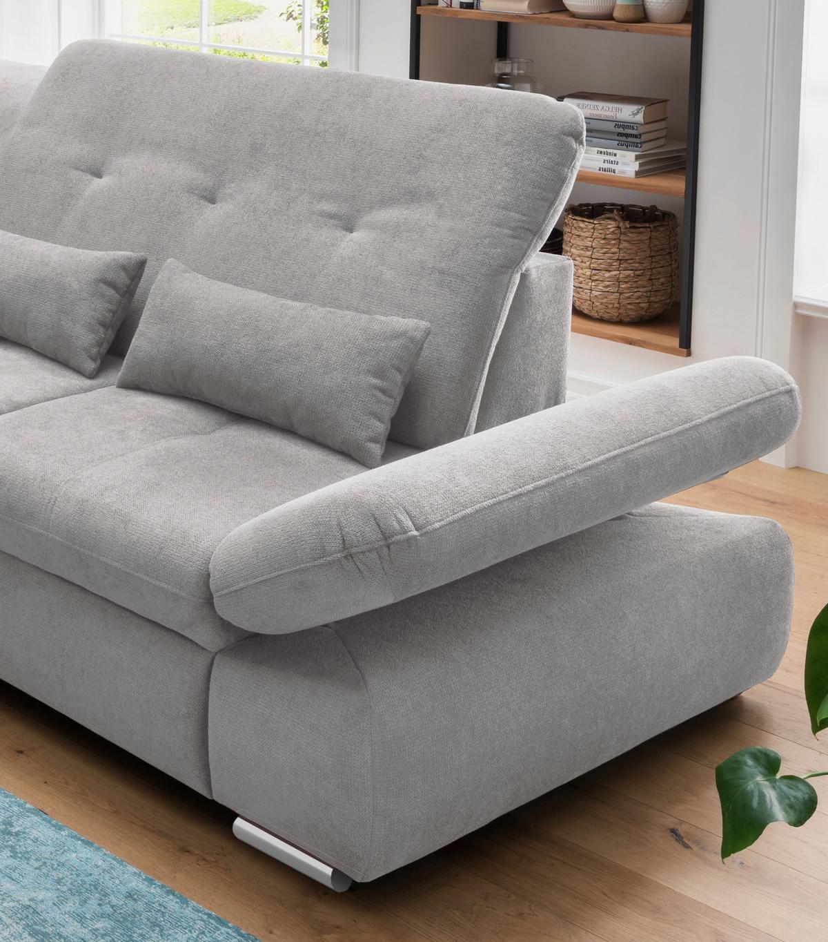 Ecksofa Dalida Grau S: 254x280 cm - Chromfarben/Grau, MODERN, Textil (254/280cm) - Livetastic