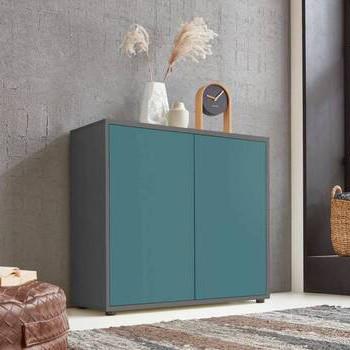 Kommode 79 cm Mailand Typ 4, Anthrazit - Anthrazit/Petrol, MODERN, Holzwerkstoff (79/73/33cm) - MID.YOU