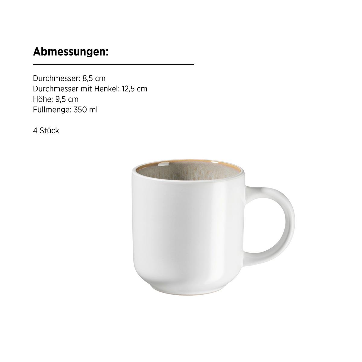 Kombiservice Malea 16-Teilig Steinzeug, Beige, 4 Personen - Beige, Basics, Keramik - Mäser