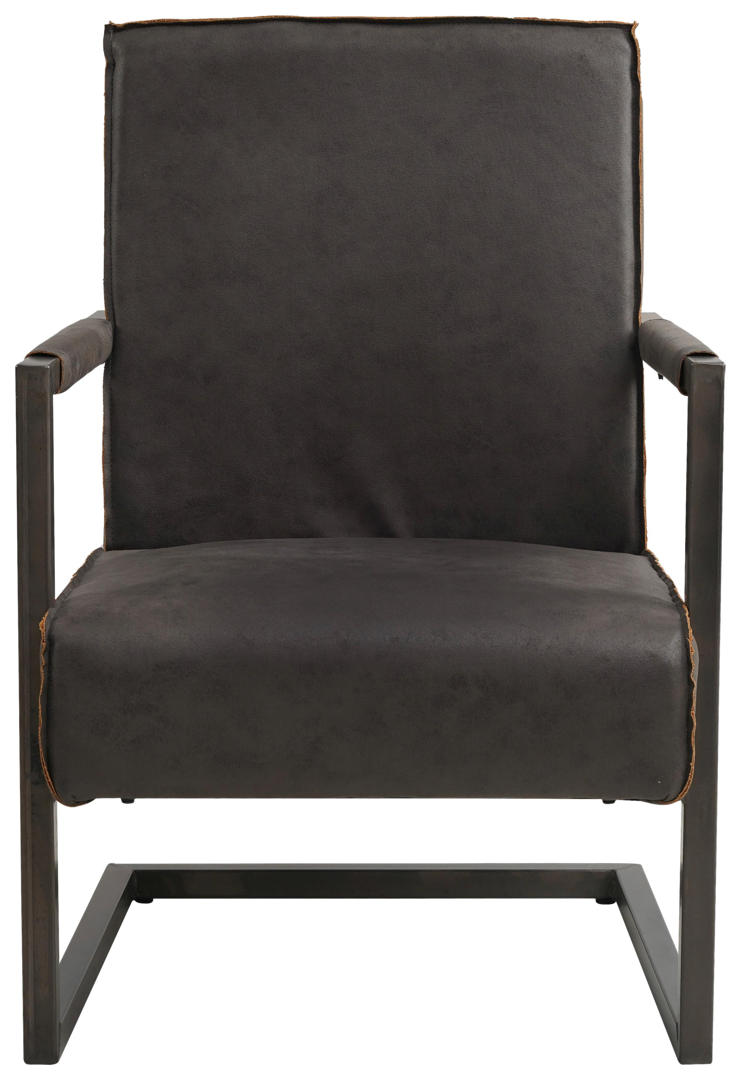 Sessel Tyler - Dunkelgrau/Anthrazit, KONVENTIONELL, Textil/Metall (62/84/70cm) - MID.YOU