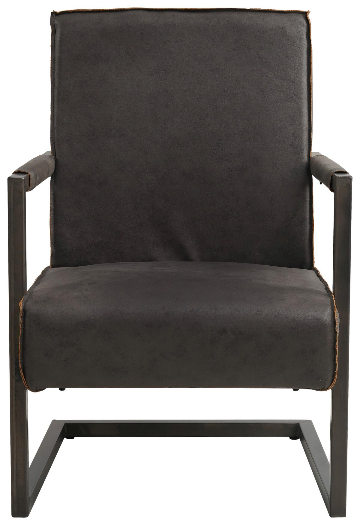 Sessel Tyler - Dunkelgrau/Anthrazit, KONVENTIONELL, Textil/Metall (62/84/70cm) - MID.YOU