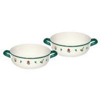 Schüssel Metall Grün/Weiß mit Blumenmotiv 2 -Teilig - Weiß/Grün, Basics, Metall (34/30,5/29cm) - Riess