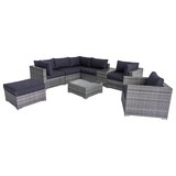 Loungegarnitur Genua 9-teilig inkl. Kissen - Schwarz/Grau, MODERN, Glas/Kunststoff - Luca Bessoni