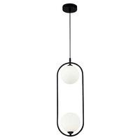 Hängeleuchte Ring H: 48 cm 2-Flammig - Schwarz/Weiß, Trend, Glas/Metall (17/48/12cm) - MAYTONI