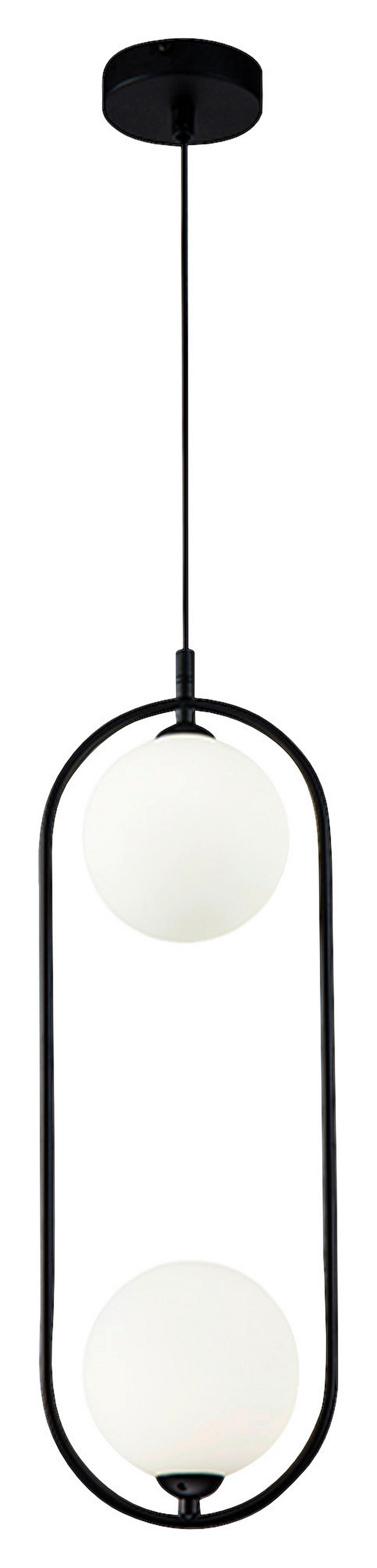 Hängeleuchte Ring H: 48 cm 2-Flammig - Schwarz/Weiß, Trend, Glas/Metall (17/48/12cm) - MAYTONI