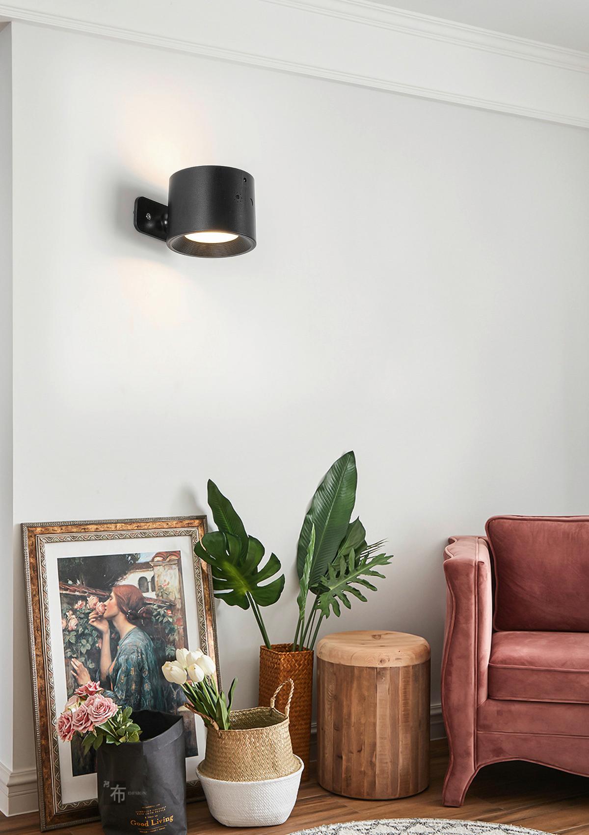 NÁSTĚNNÉ LED SVÍTIDLO RIG1 - černá, Moderní, kov/plast (9,3/7,5/5,2cm) - Mömax