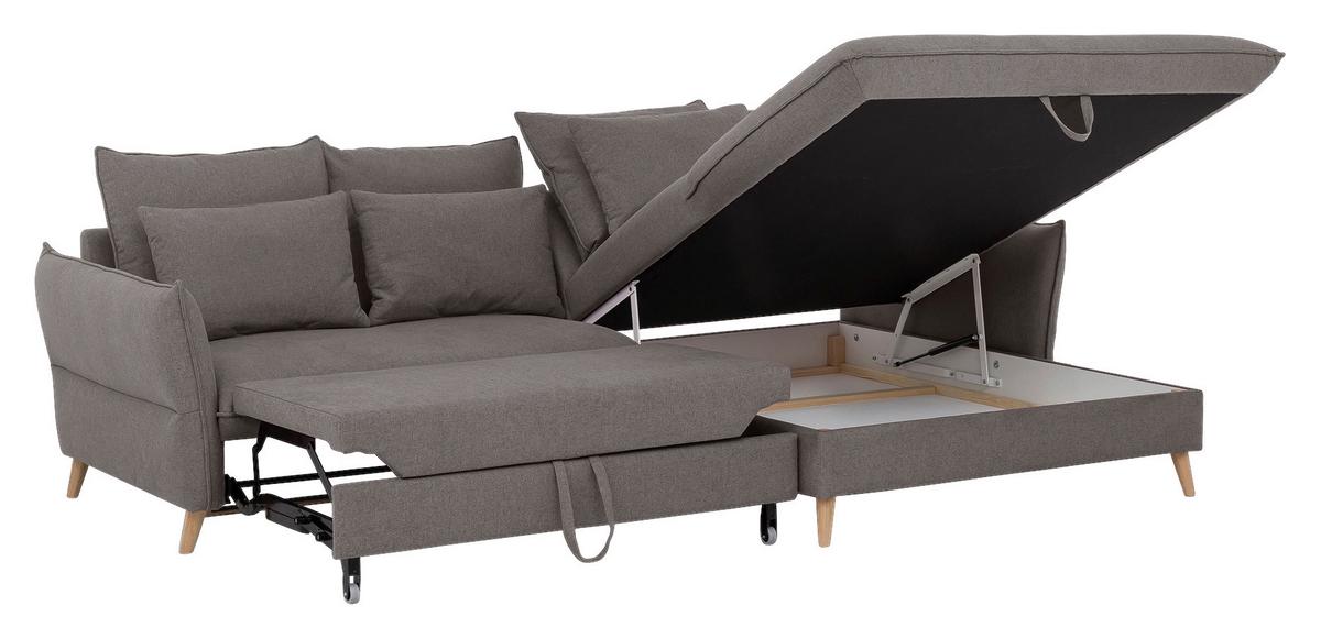 Eckschlafsofa Walker Hellbraun S: 274 cm - Hellbraun/Buchefarben, Design, Textil (274/170cm) - Livetastic