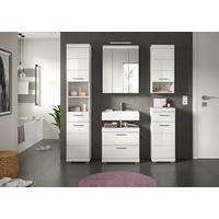 Badezimmer Scout Weiß B: 134 cm - Weiß Hochglanz/Silberfarben, MODERN, Glas/Holzwerkstoff (134cm) - MID.YOU
