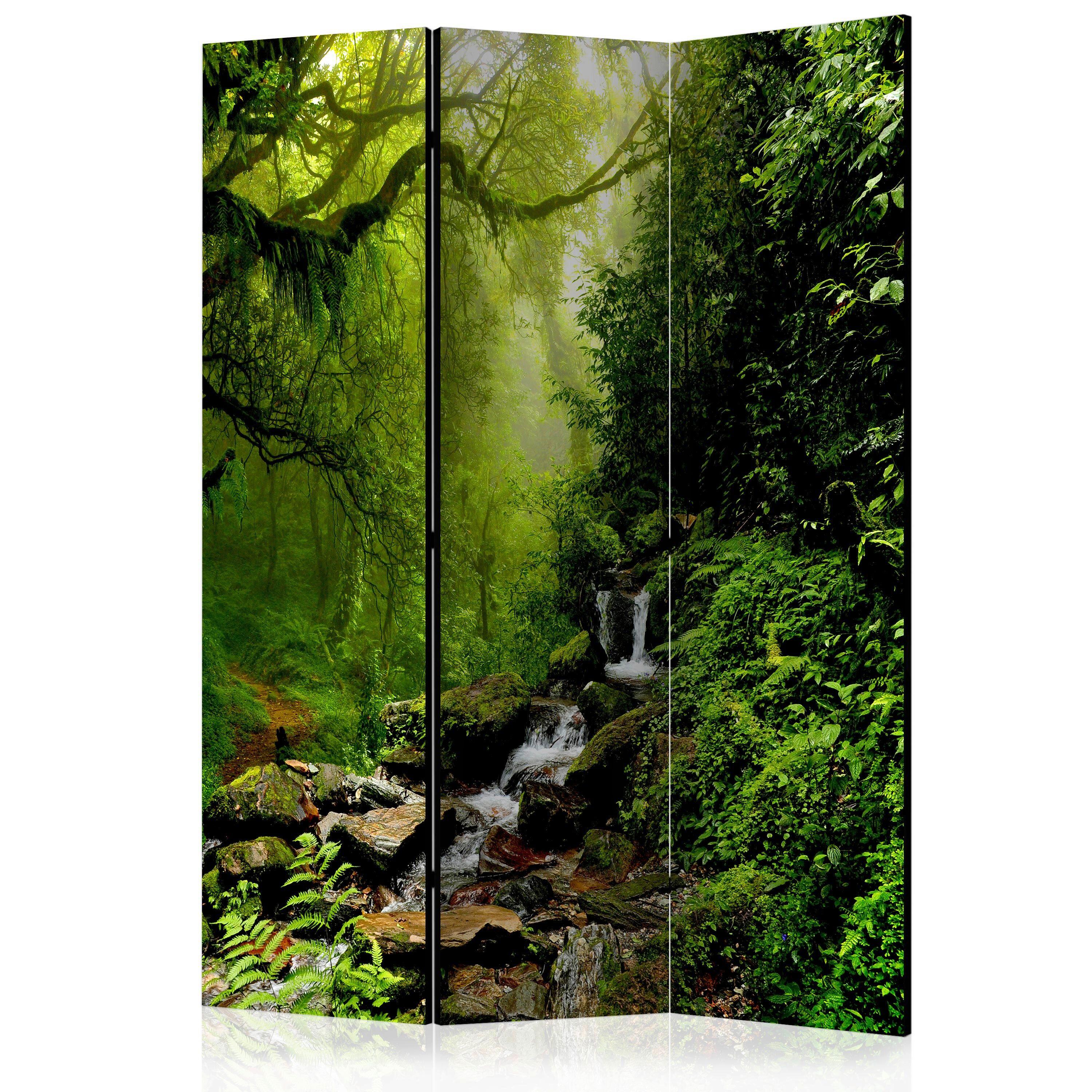 Paravent Grün B: 135 Cm - Dunkelgrün/Grün, Basics, Holz/Textil (135/172/3cm) - artgeist