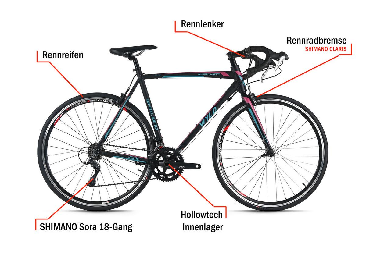 Wyld Rennrad Whirlwind 200 28 Zoll Rh 58 Cm - Schwarz, Basics, Metall (25/140/60cm)
