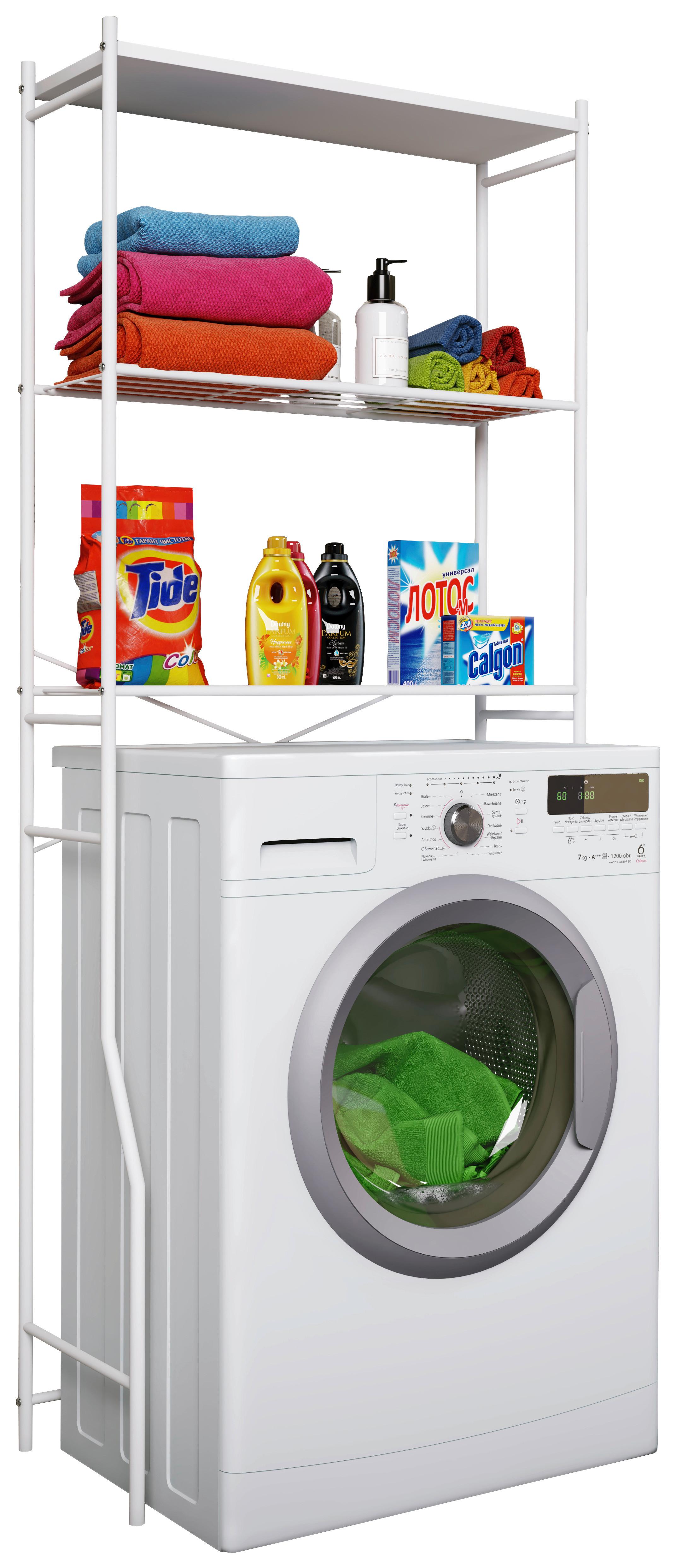 Waschmaschinenverbau Tubas Stahl Weiß H: 160 cm 3 Ablagen - Weiß, MODERN, Metall (67,5/160/25cm) - MID.YOU