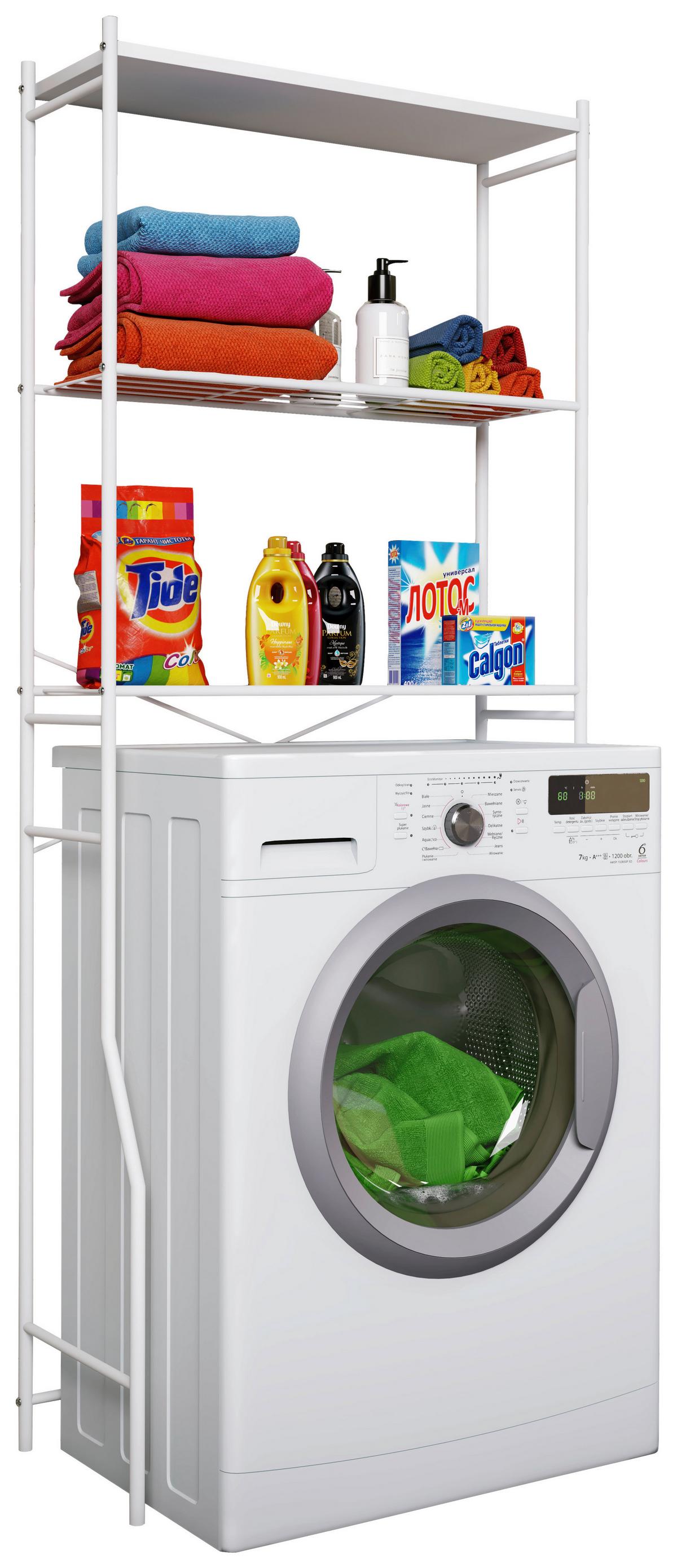 Waschmaschinenverbau Tubas Stahl Weiß H: 160 cm 3 Ablagen - Weiß, MODERN, Metall (67,5/160/25cm) - MID.YOU