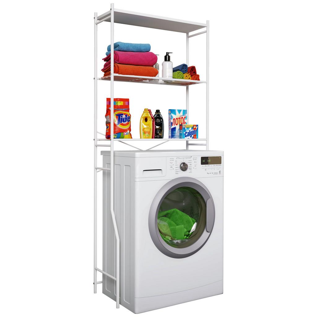 Waschmaschinenverbau Tubas Stahl Weiß H: 160 cm 3 Ablagen