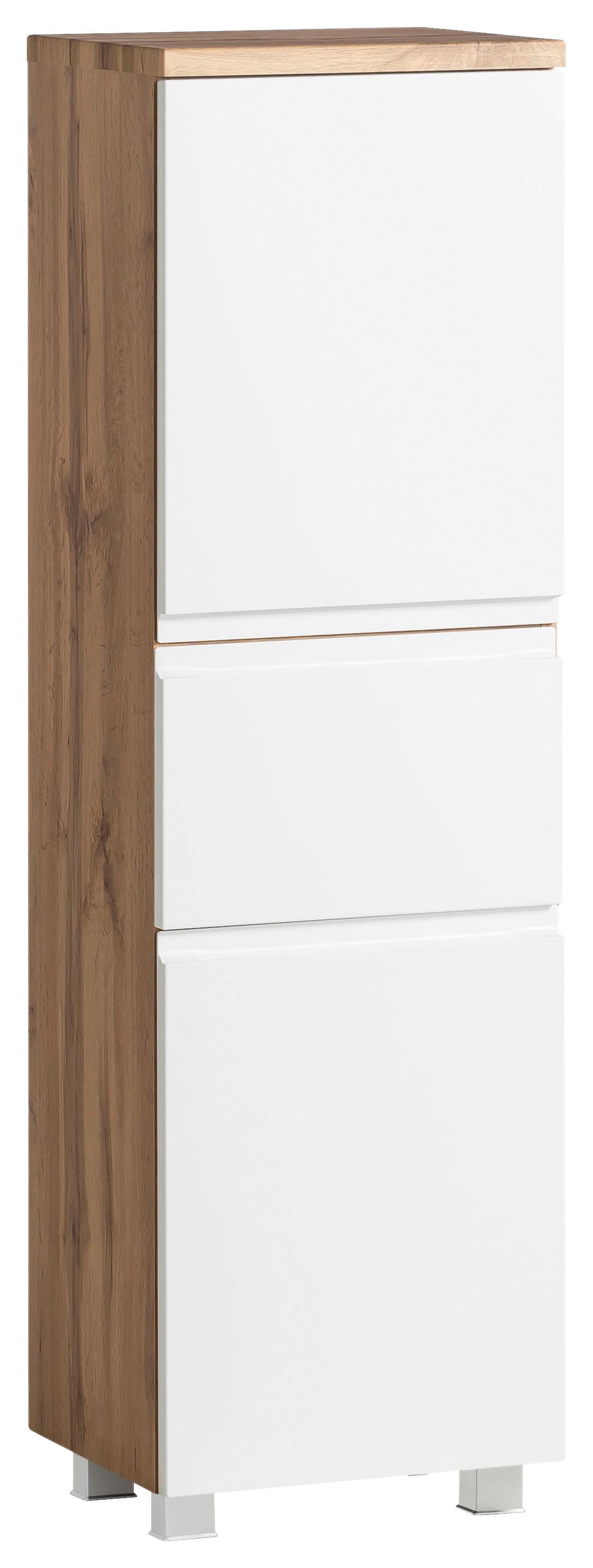 Midischrank Bad Varese B: 40 cm Weiß/Wotaneiche Dekor - Eiche Wotan/Weiß, MODERN, Holzwerkstoff (40/130/35cm) - Held