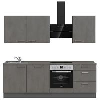 Kuchynská linka 240 cm, bridl.šedý betón/bridl.šedá - farba ušľachtilej ocele/bridlicová, Modern, kov/kompozitné drevo (240cm) - Nobilia