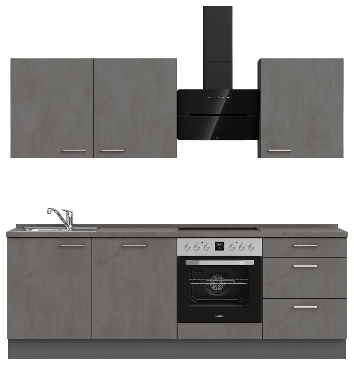 Kuchynská linka 240 cm, bridl.šedý betón/bridl.šedá - farba ušľachtilej ocele/bridlicová, Modern, kov/kompozitné drevo (240cm) - Nobilia