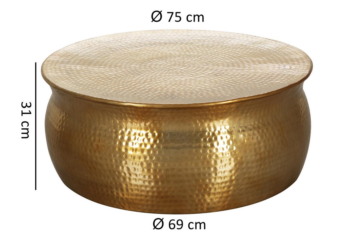 Couchtisch Rund Aluminium Orient-Style Karam, Goldfarben - Goldfarben, LIFESTYLE, Metall (75/75/31cm) - MID.YOU