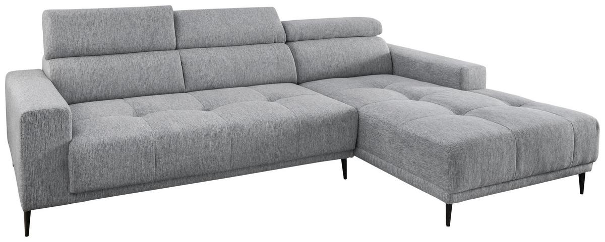 Ecksofa Intera Silberfarben S: 276x188 Cm - Silberfarben/Schwarz, KONVENTIONELL, Textil (276/188cm) - Livetastic