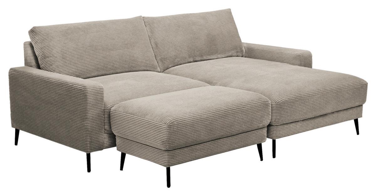 Univerzálna sedačka CORA, sivobéžový menčester - čierna/sivobéžová, Modern, kov/drevo (223/86/161cm) - Mömax