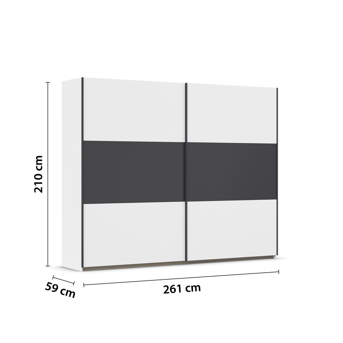 Schwebetürenschrank Neo Grau Weiß B: 261 cm - Weiß/Grau, MODERN, Holzwerkstoff (261/210/59cm) - Rauch Möbel