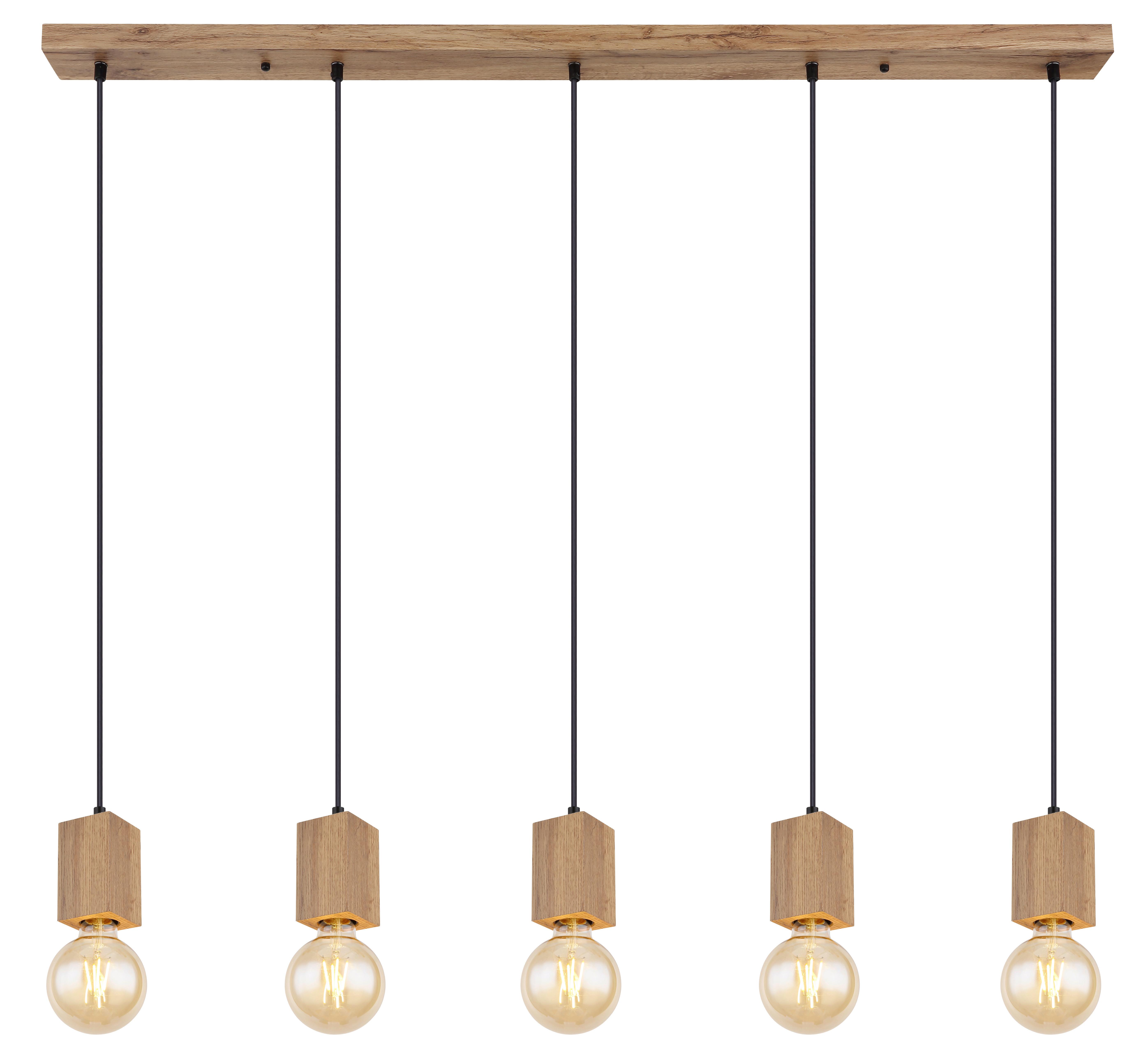 Hängeleuchte 15655-5h - Dunkelbraun/Schwarz, Basics, Holzwerkstoff/Kunststoff (115/6/120cm) - Globo