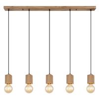 Hängeleuchte 15655-5h - Dunkelbraun/Schwarz, Basics, Holzwerkstoff/Kunststoff (115/6/120cm) - Globo