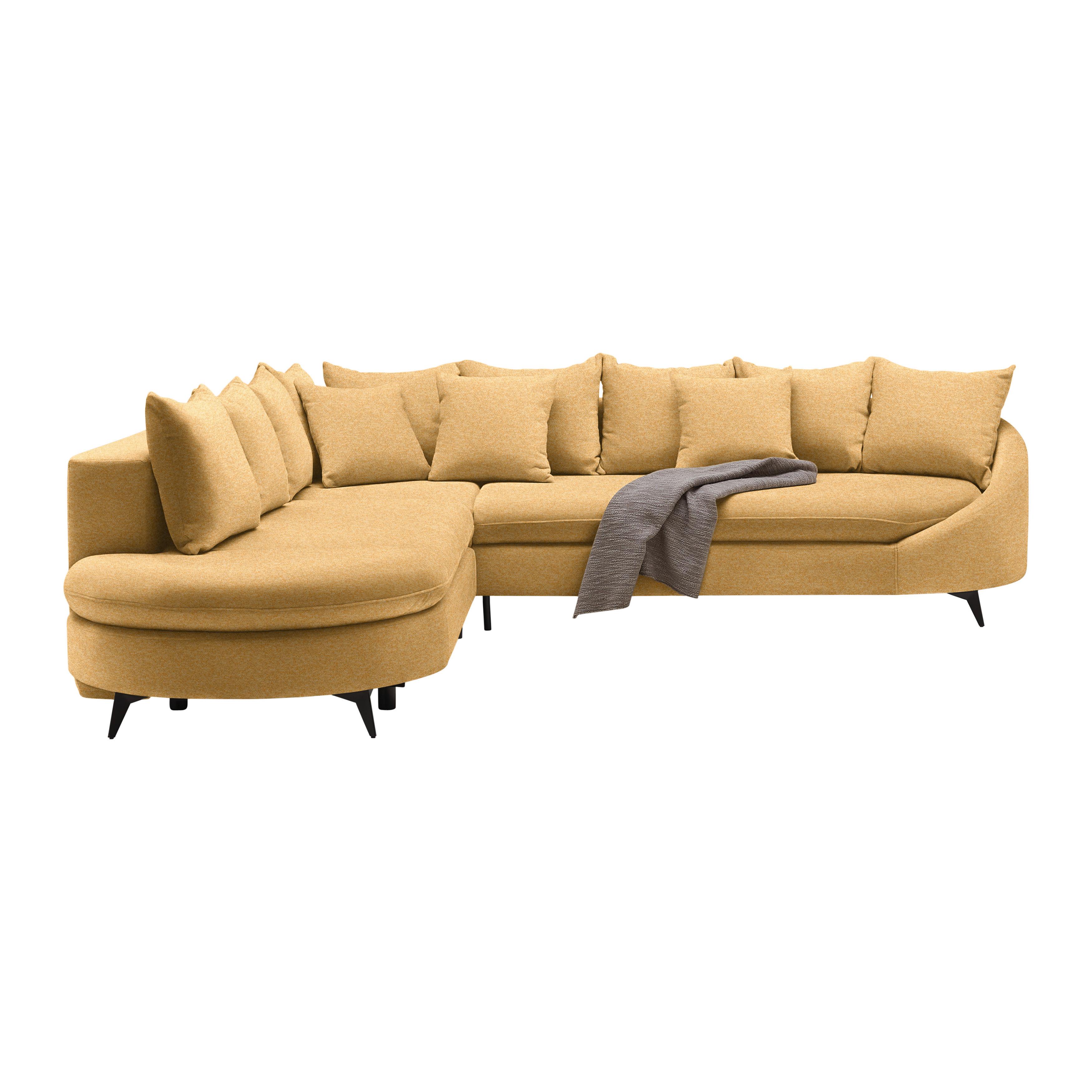 Rohová sedačka AXEL, levá, hořčicově žlutá tkanina - černá/hořčicově žlutá, Moderní, kov/textil (250/291cm) - Mömax