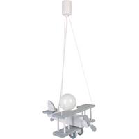 Kinderhängeleuchte Flugzeug H: 75 cm 1-Flammig - Weiß/Grau, KONVENTIONELL, Holz (29/31/75cm)