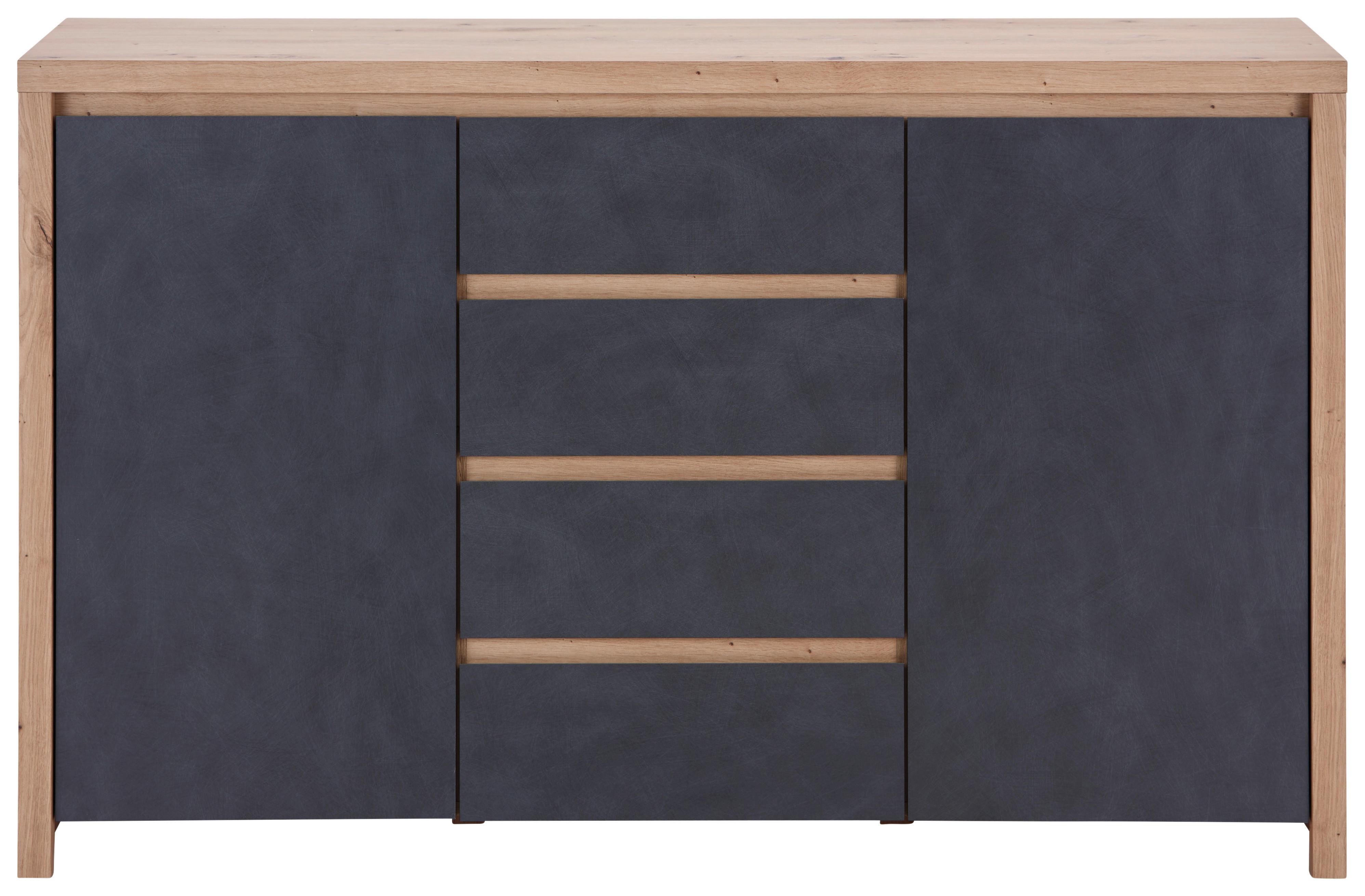 Kommode B: 143 cm Mit 2 Türen Larios, Graphitfarben/Eiche Dekor - Graphitfarben/Eiche Artisan, MODERN, Holzwerkstoff (143/91/40cm)