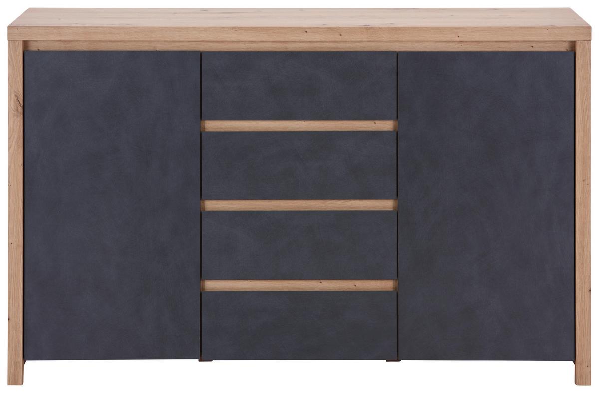 Kommode B: 143 cm Mit 2 Türen Larios, Graphitfarben/Eiche Dekor - Graphitfarben/Eiche Artisan, MODERN, Holzwerkstoff (143/91/40cm)