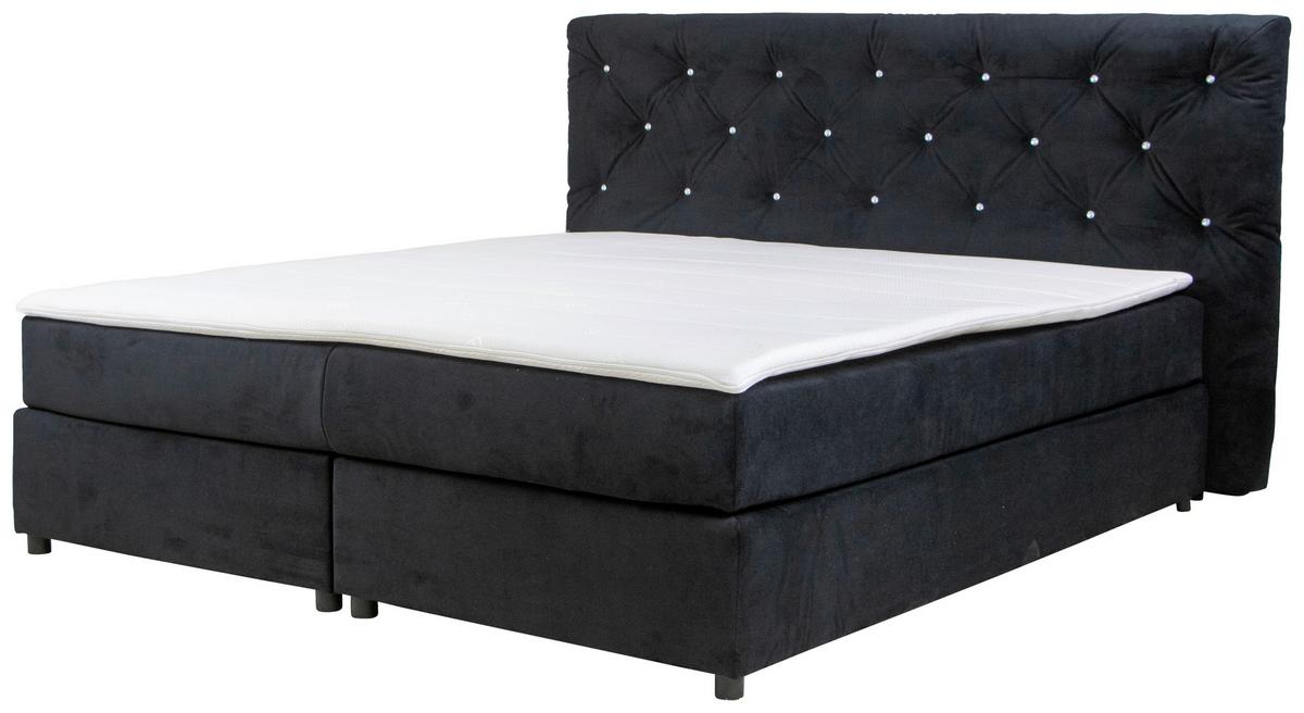 Boxspringbett Castle Schwarz Lf: 140x200 cm - Schwarz, Holzwerkstoff/Textil (180/200cm) - MID.YOU