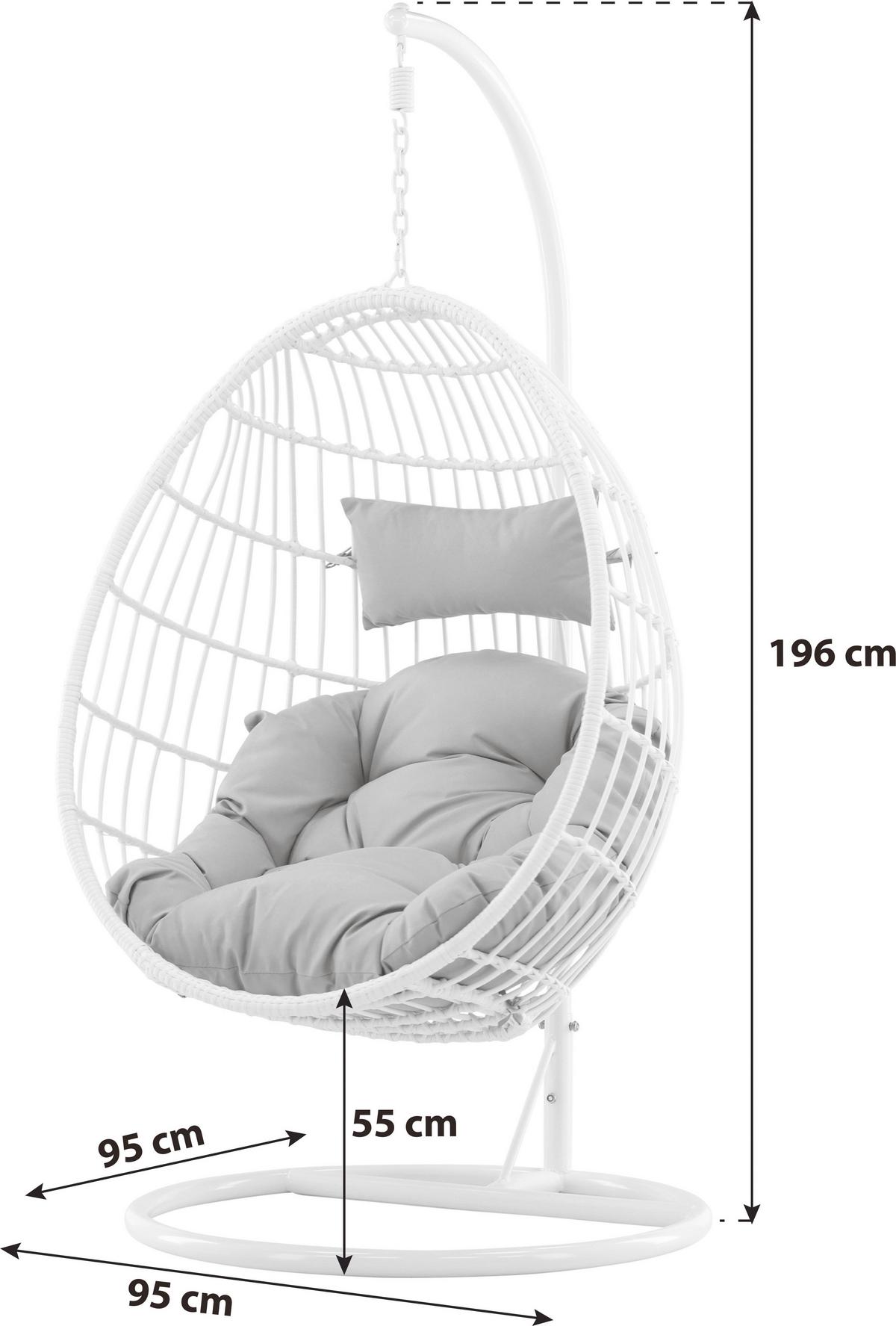 HÄNGESESSEL VIGA - Weiß, KONVENTIONELL, Holz (95/196/95cm) - Gardenson