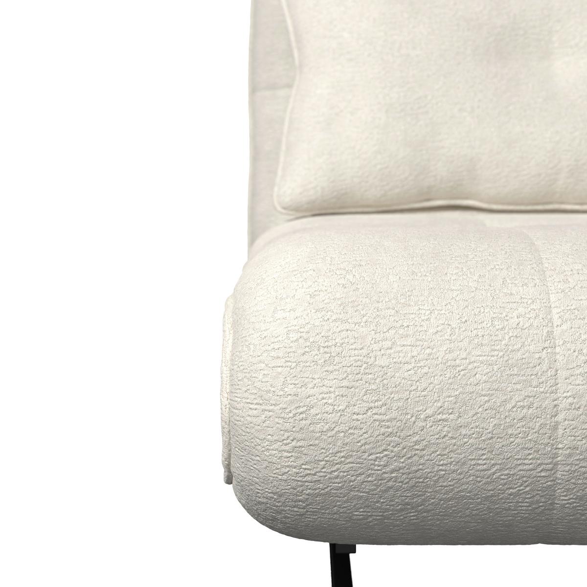 Rozkládací pohovka LUNA, bilé buklé, max.240 kg - bílá/černá, Moderní, kov/textil (142/40/62cm) - Bessagi Home