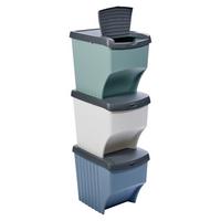 Abfalleimerset 3-teilig Je 21l Grau/blau/türkis B: 29 Cm - Türkis/Blau, Basics, Kunststoff (39/29/98cm)