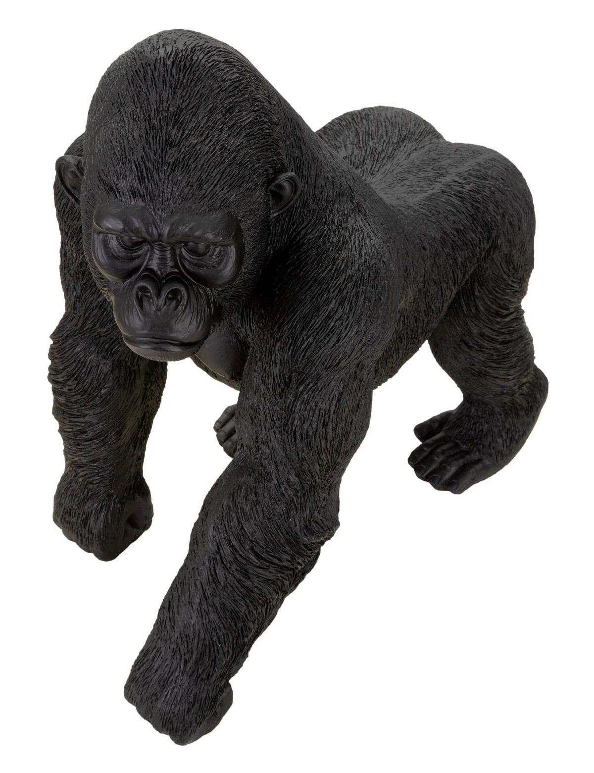Skulptur Black Gorilla Schwarz, B: 35 cm - Schwarz, Basics, Kunststoff (35/37,5/21,5cm)