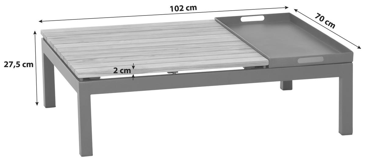 Loungetisch Aus Stahl und Echtholz - Anthrazit/Teakfarben, MODERN, Holz/Metall (102/70/27,5cm) - Siena Garden