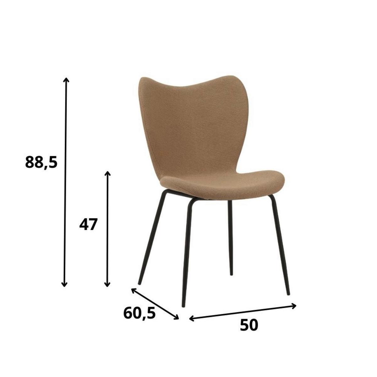 Stuhl-Set Caen Taupe B: 50 cm - Taupe/Schwarz, MODERN, Textil/Metall (50/88,5/42cm) - MID.YOU