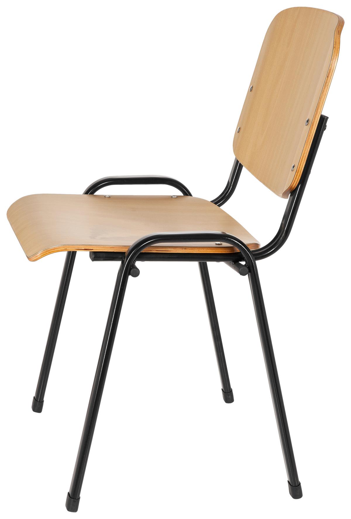 Besucherstuhl Xt 600 Stapelbar Schwarz/buche Bis 100 Kg - Buchefarben/Schwarz, Basics, Holz/Metall (58/81/48cm) - MID.YOU