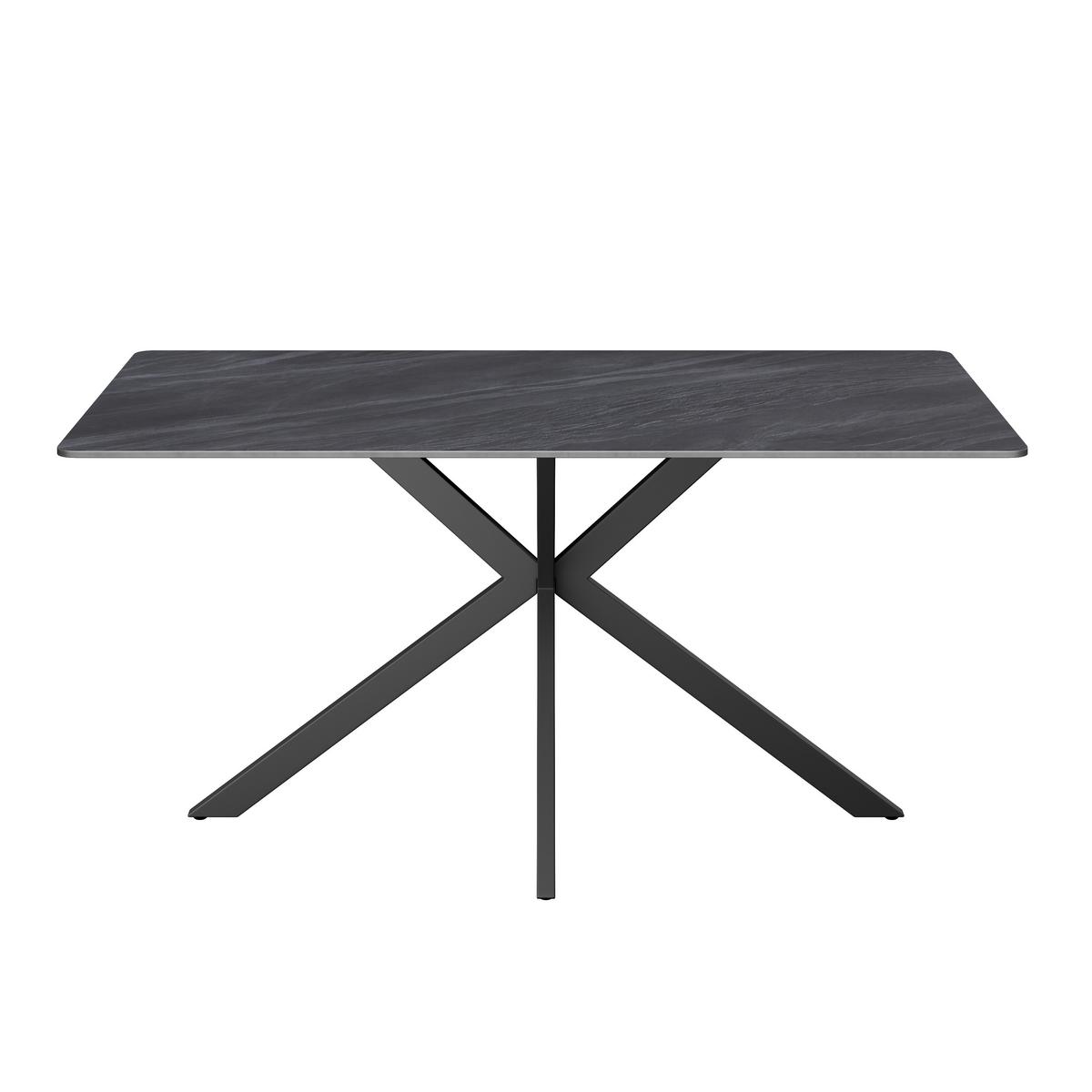 Esstisch Leon Keramik hellgrau, B: 160cm - Schwarz/Grau, Trend, Stein/Metall (160/90/75cm)