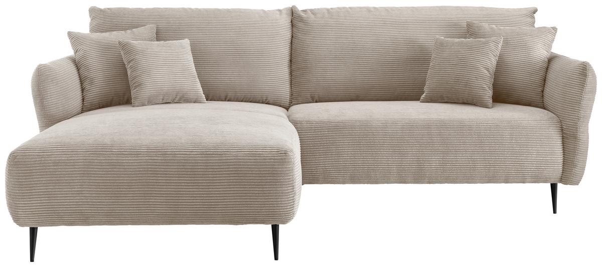 Ecksofa Vanilla Beige S: 178/264-302 cm - Beige/Schwarz, Design, Textil (178/264-302cm) - Livetastic