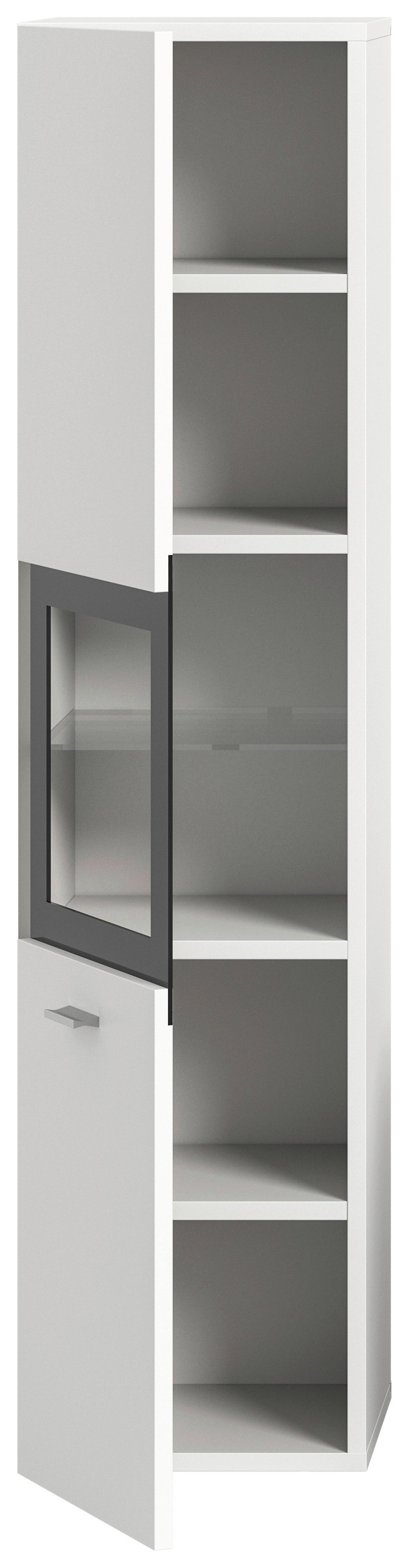 Midischrank Boston Weiß B: 30 cm - Silberfarben/Weiß, MODERN, Glas/Holzwerkstoff (30/125/29cm) - MID.YOU