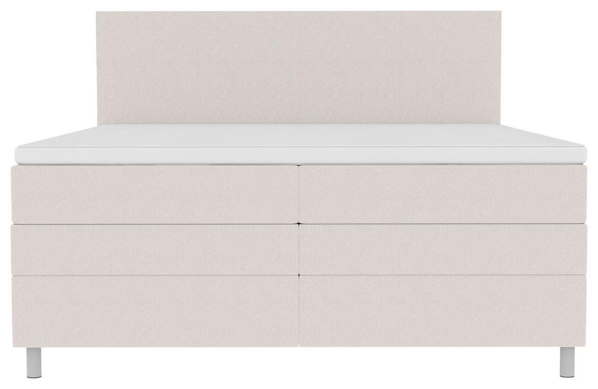 Boxspringbett mit Topper und Bettkasten 140x200 cm Messina - Chromfarben/Creme, KONVENTIONELL, Textil (140/200cm)