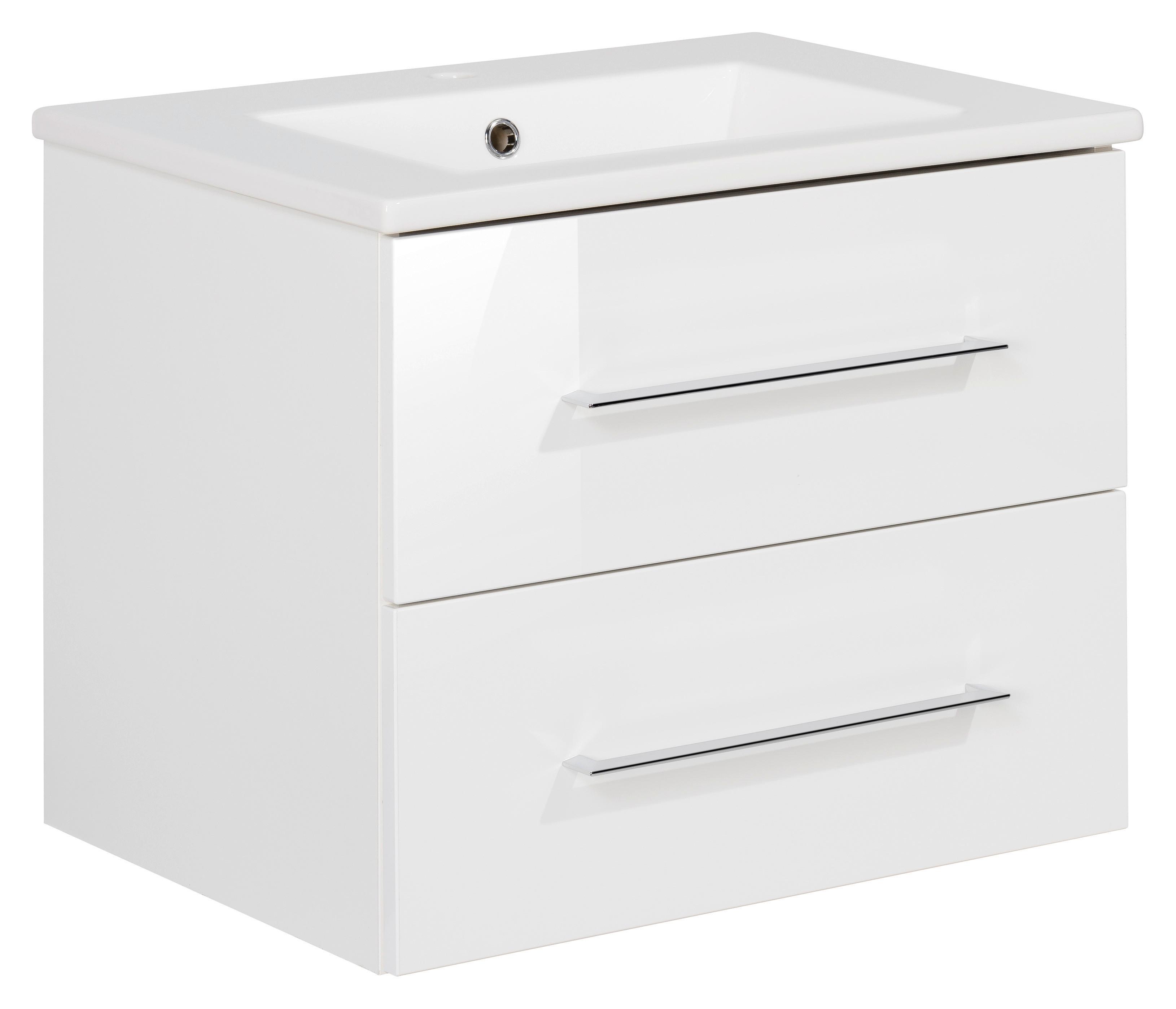 Waschbecken mit Unterschrank Perfekt B: 62,5 cm Weiß - Weiß, MODERN, Keramik/Holzwerkstoff (62,5cm) - MID.YOU