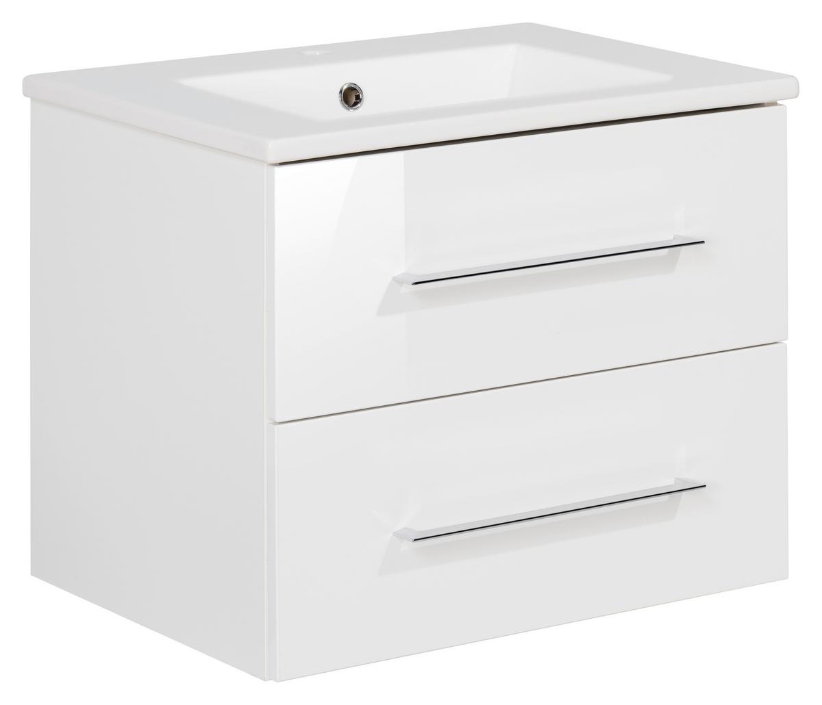 Waschbecken mit Unterschrank Perfekt B: 62,5 cm Weiß - Weiß, MODERN, Keramik/Holzwerkstoff (62,5cm) - MID.YOU