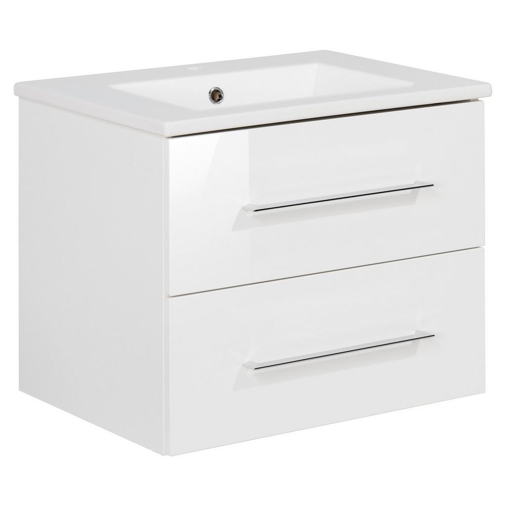 Waschbecken mit Unterschrank Perfekt B: 62,5 cm Weiß