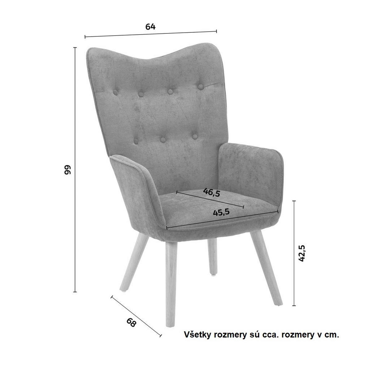 Relaxačné kreslo NATALIE, sivá - sivá/prírodná farba, Modern, kov/drevo (64/99/68cm) - Bessagi Home