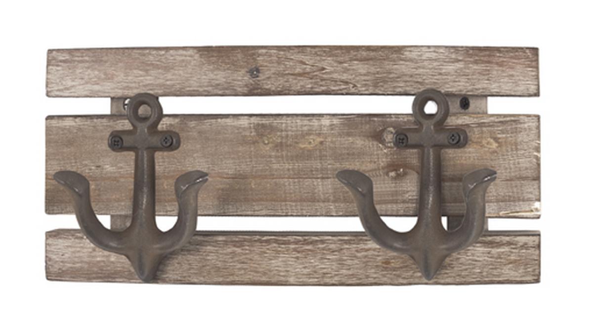 Nástenný vešiak SAILER 2 - hnedá, Romantik / Landhaus, drevo (36/14/7cm) - Mömax