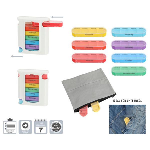 PILLENBOX ELLA - Blau/Gelb, Basics, Kunststoff (11,5/4,3/13cm)