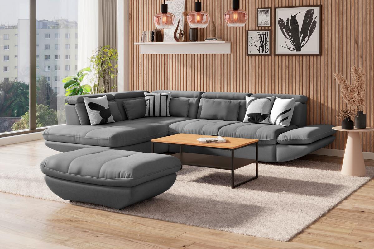 Ecksofa Mit Schlaffunktion Park Dunkelgrau 233x311 Cm - Dunkelgrau/Schwarz, MODERN, Textil (233/311cm) - Luca Bessoni