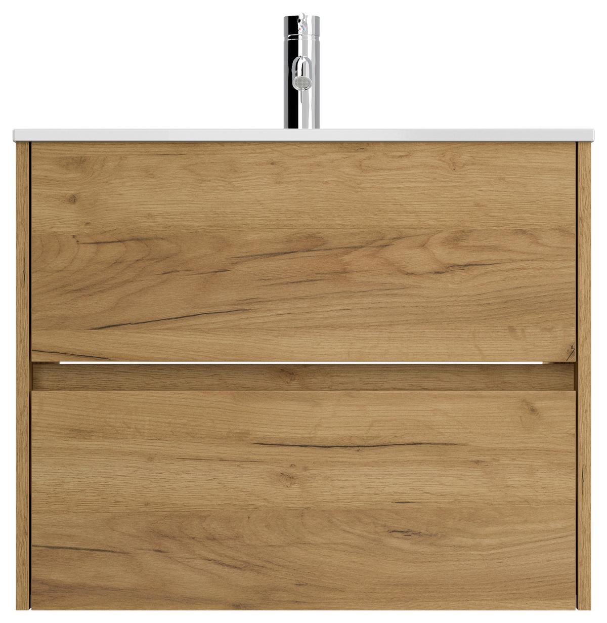 Waschtischkombi Limes Eiche Dekor B: 71 Cm - Eichefarben/Weiß, MODERN, Keramik/Holzwerkstoff (71/58,7/46,5cm) - MID.YOU